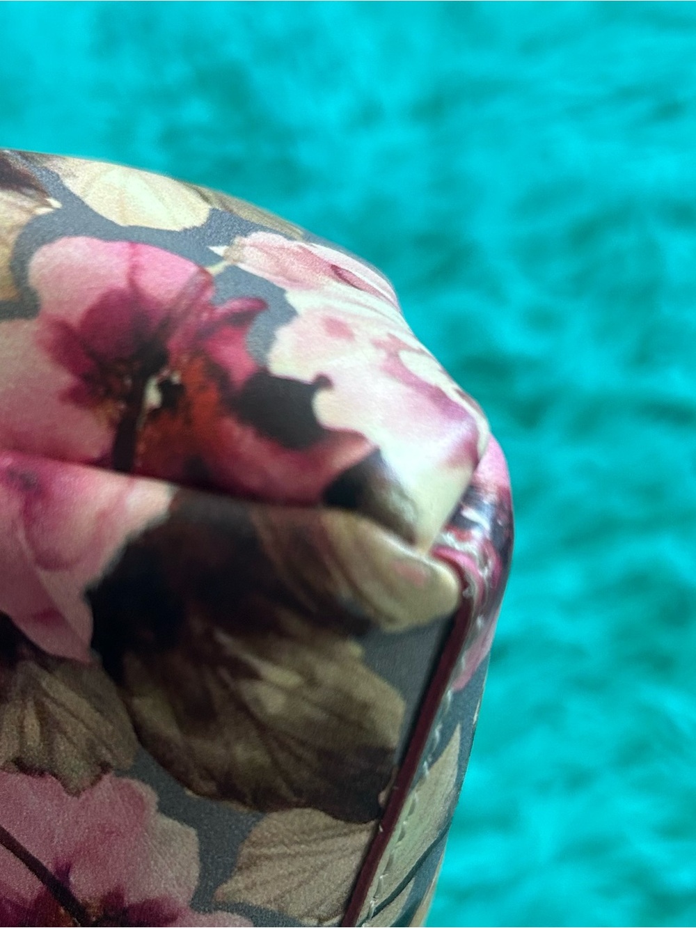 Cavalcenti Floral Print Wristlet Clutch in Gray with Pink & Yellow Blooms - Picture 7 of 16